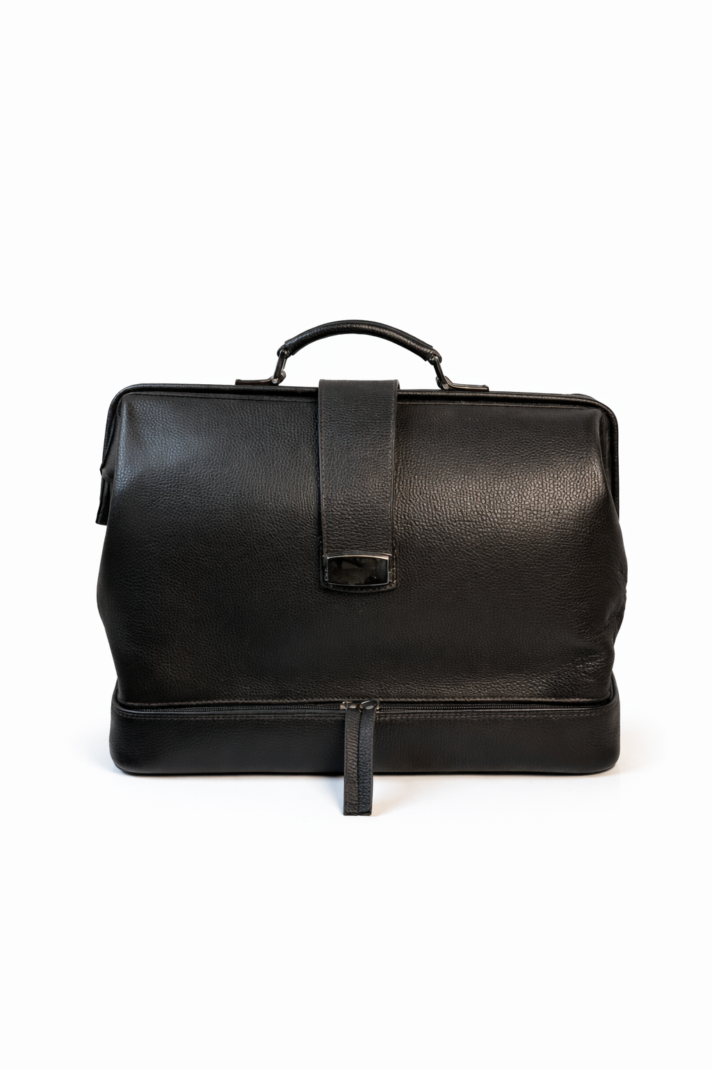 Atlas Tote – smooth black leather tote handcrafted in Morocco