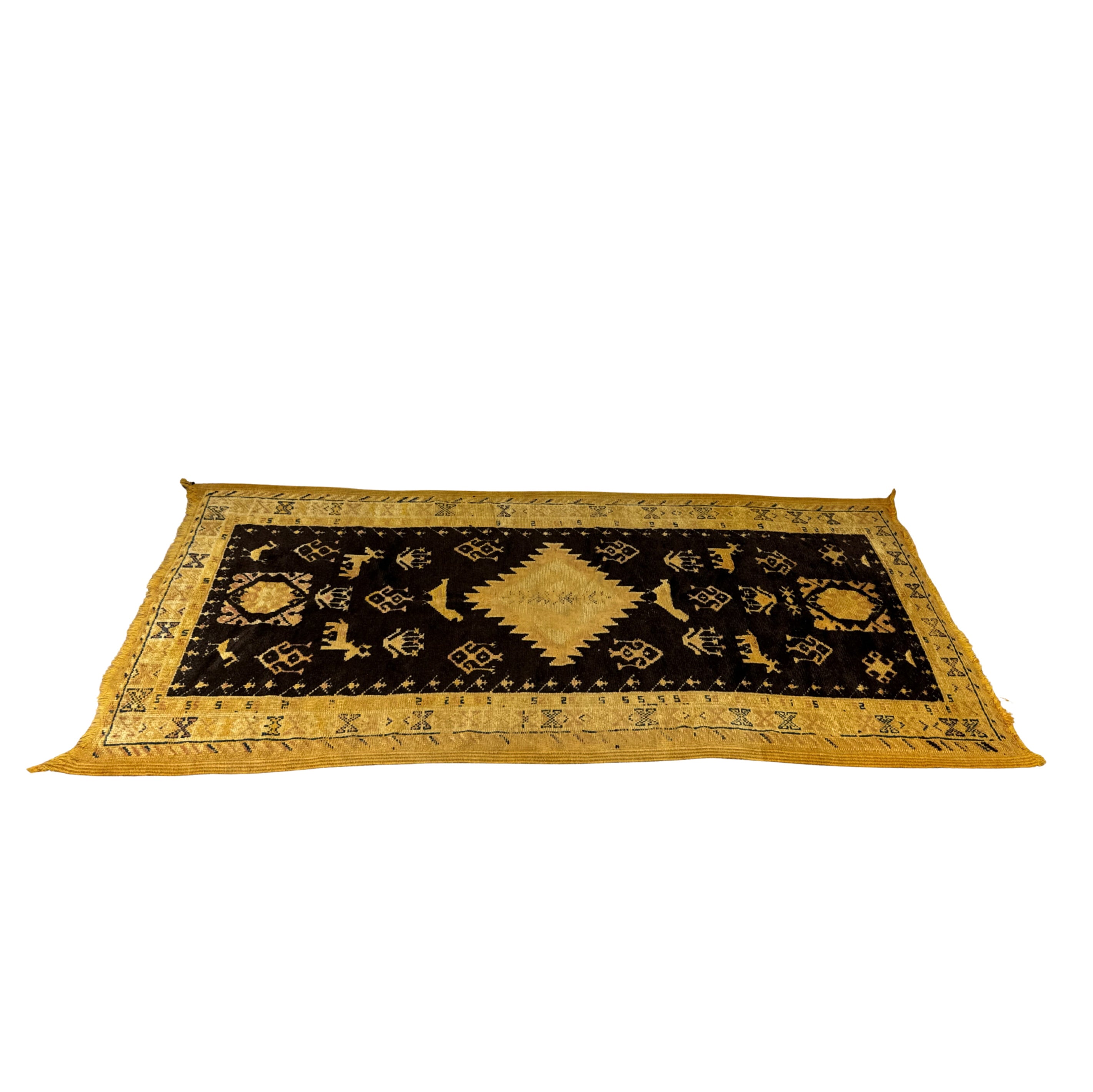Decorative rug with geometric pattern on a white background