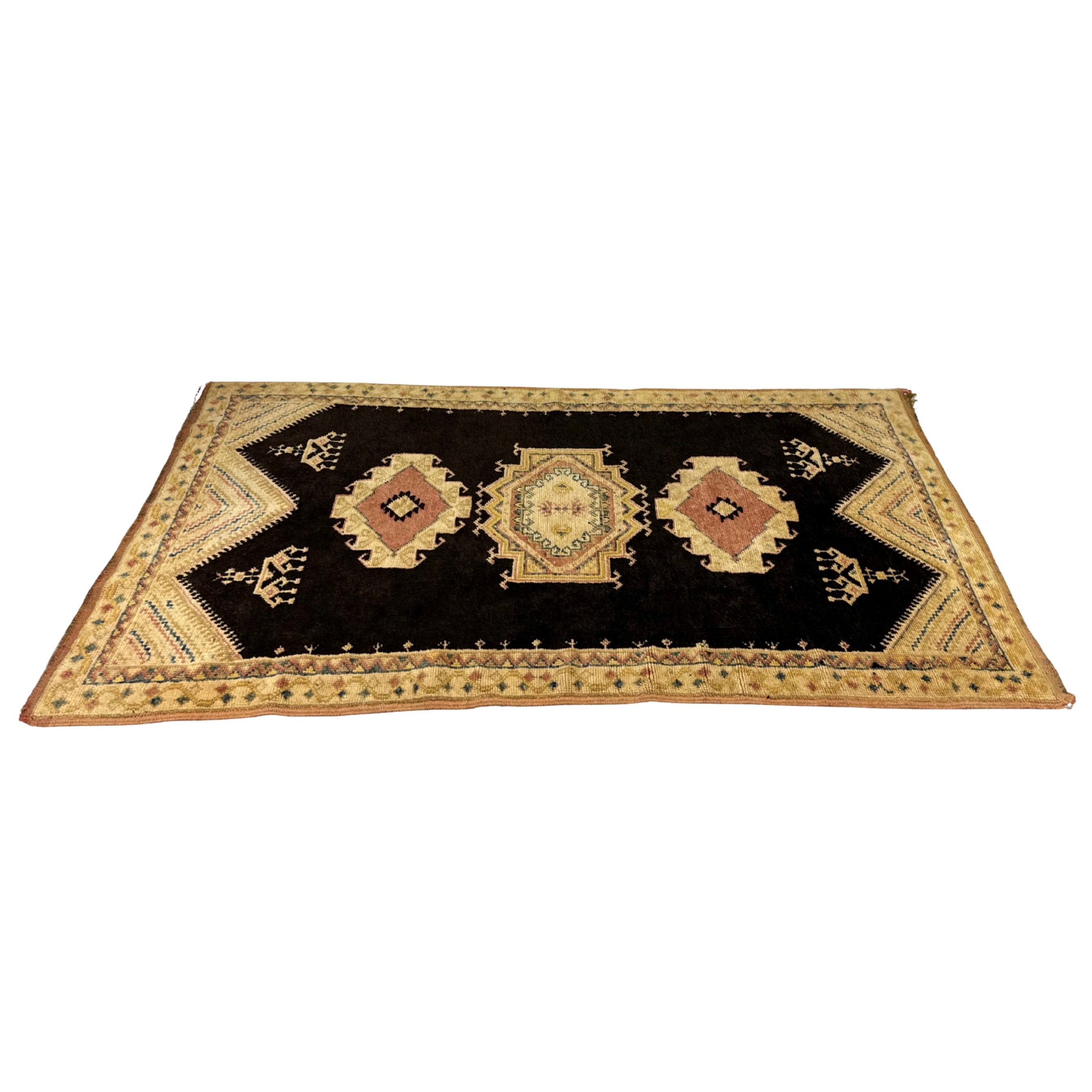 Decorative rug with geometric pattern on a white background