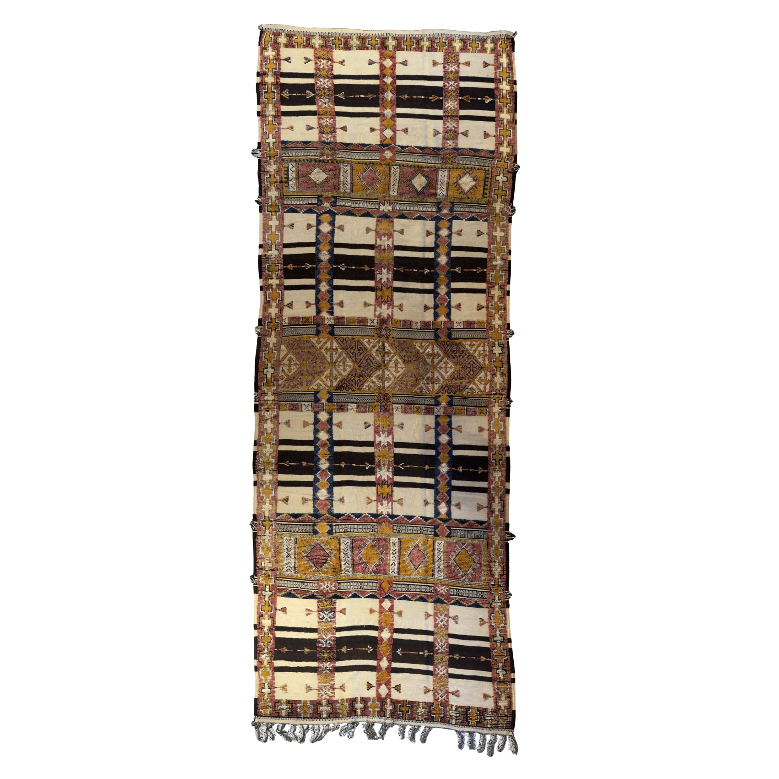 Decorative rug with geometric pattern on a white background